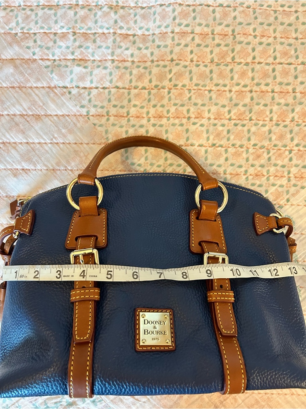 Dooney & Bourke Pebbled Leather Bristol Satchel in midnight blue, EUC! - Picture 6 of 16